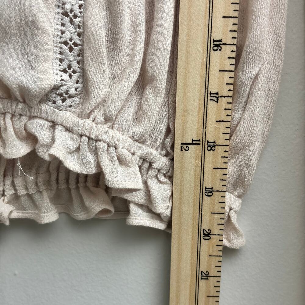 Off Shoulder Milkmaid Peasant Long Sleeve Ruffle Blush Pink Coquette Top Size XS - Picture 9 of 9